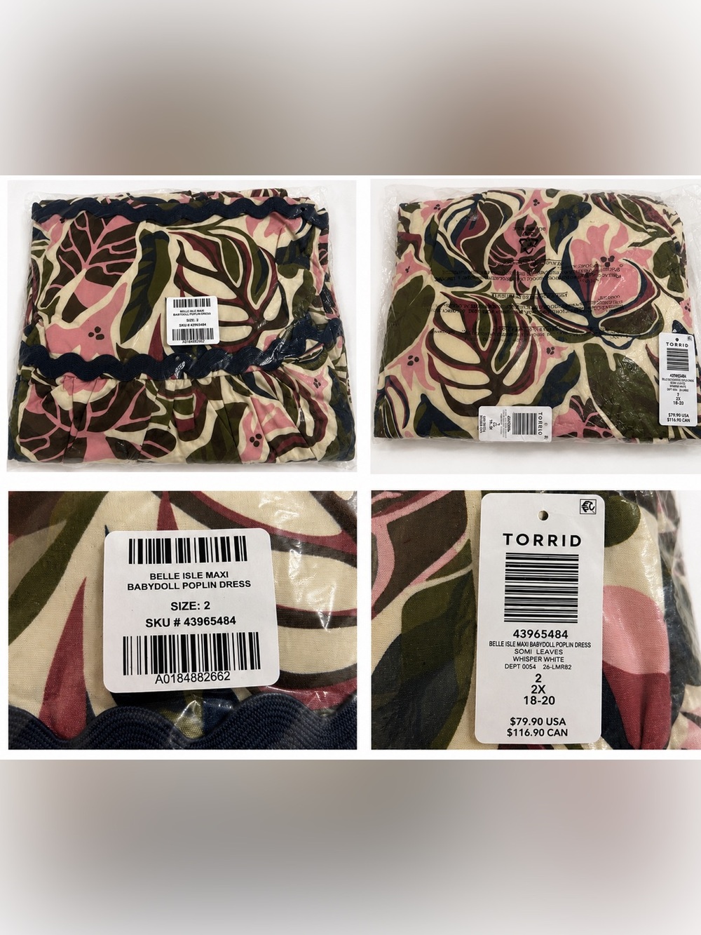 NWT Torrid Belle Isle Maxi Babydoll Poplin Dress - Size 2 (2X / 18-20) - Picture 2 of 6